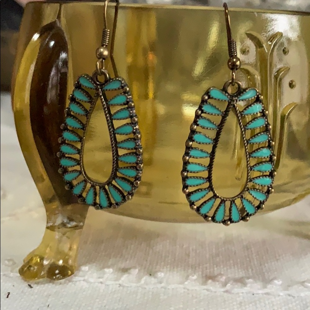 Boho faux turquoise earrings